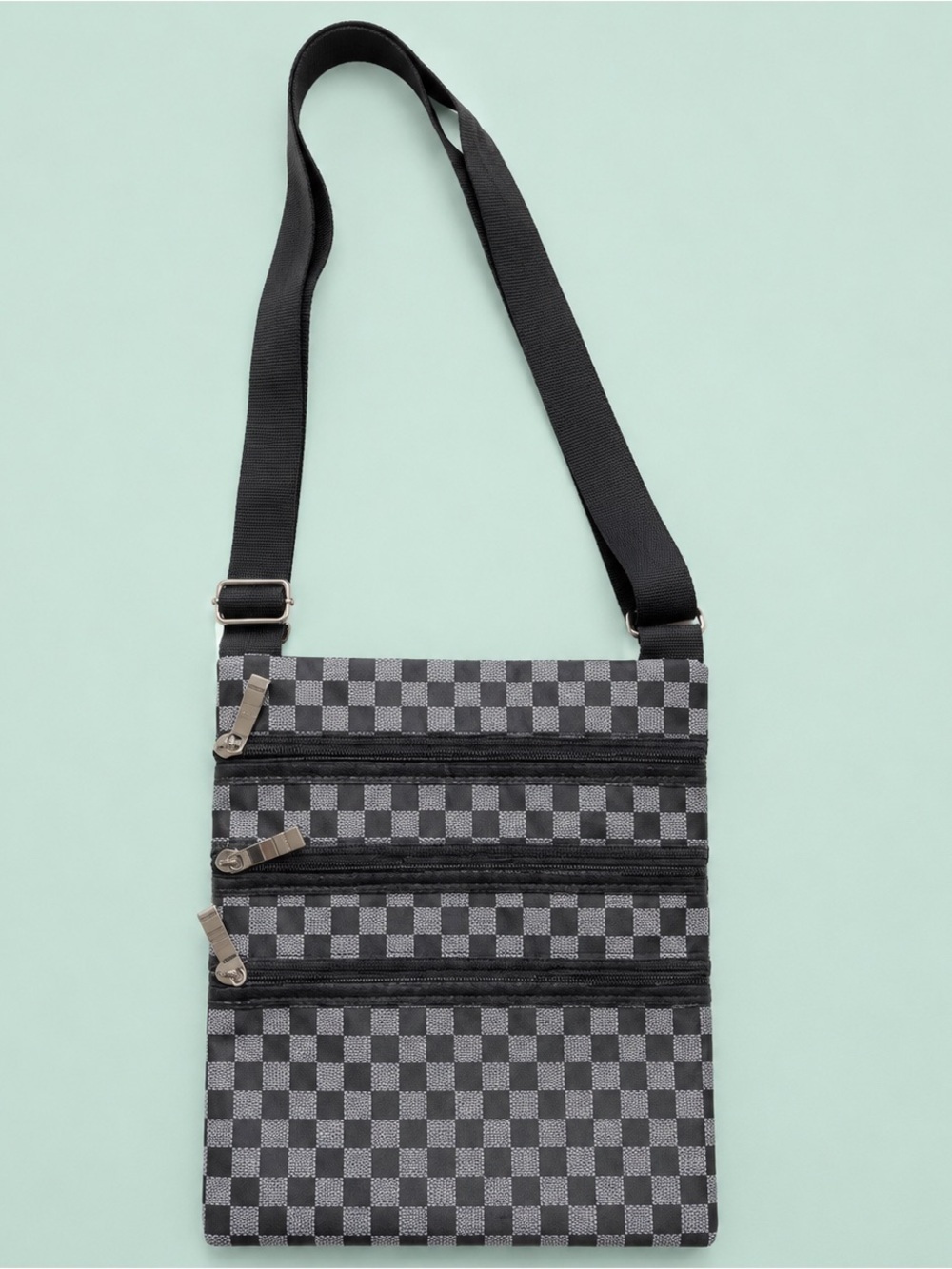 Checkered Crossbody Bag – Multi-Compartment, Chic & Functional